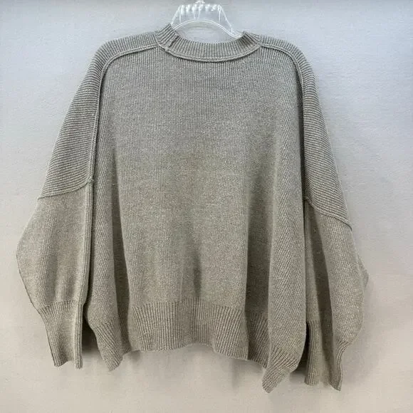 Free People Sweater Women's M Grey Easy Street Oversized Tunic Winter Cozy - Picture 2 of 10